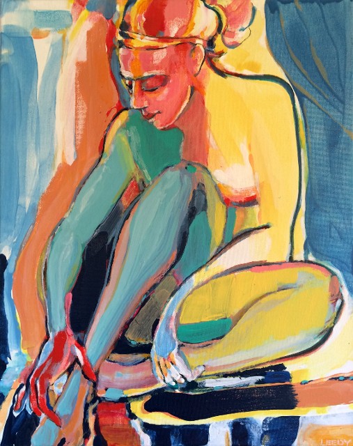 Nude Sitting - Oil Sketch by Tom Leedy