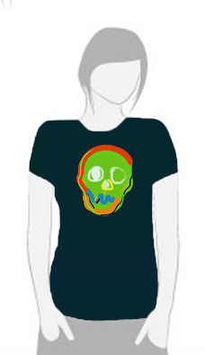 Neon Skull 1 - T Shirt by Tom Leedy