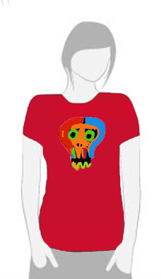 Neon Skull 2 - T Shirt by Tom Leedy